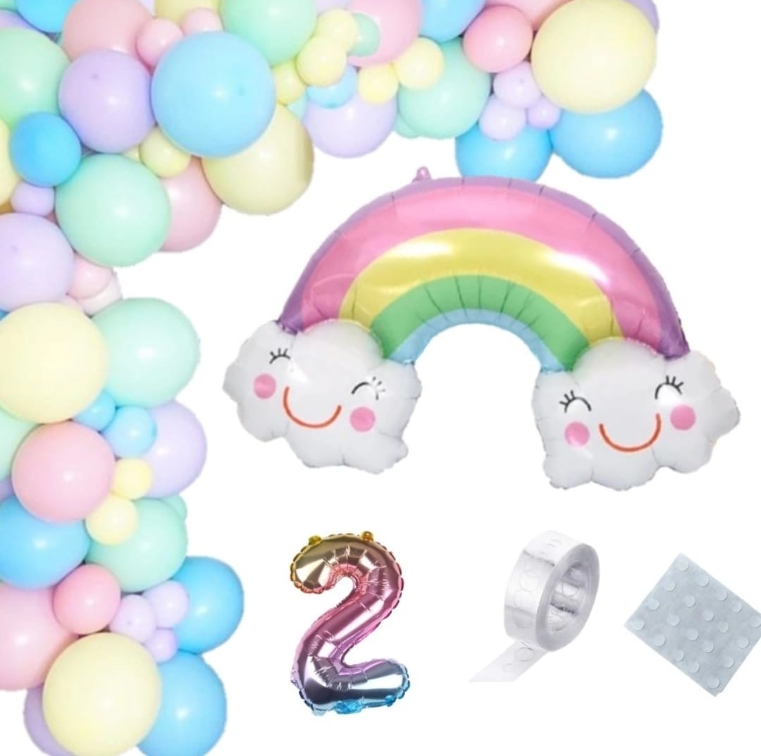 Kit Arco de Globos Pastel con Arcoíris